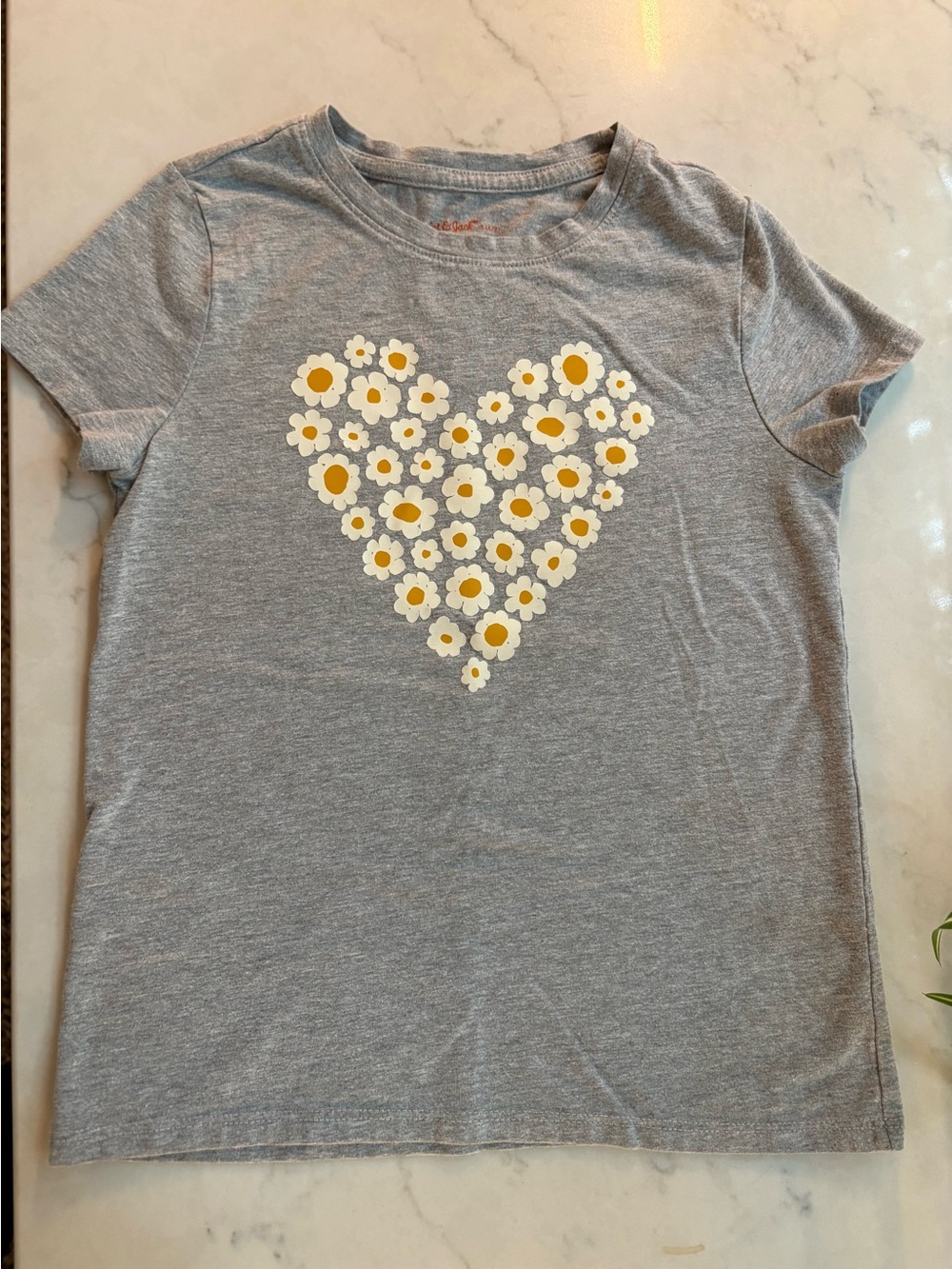 Cat & Jack Gray Tee with Daisy Heart Graphic